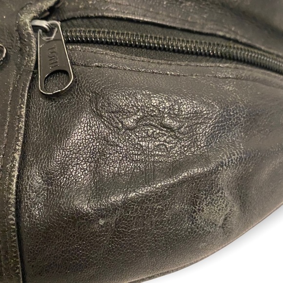 Toni Vintage Black Leather Fanny Pack / Bum Bag - Picture 6 of 8